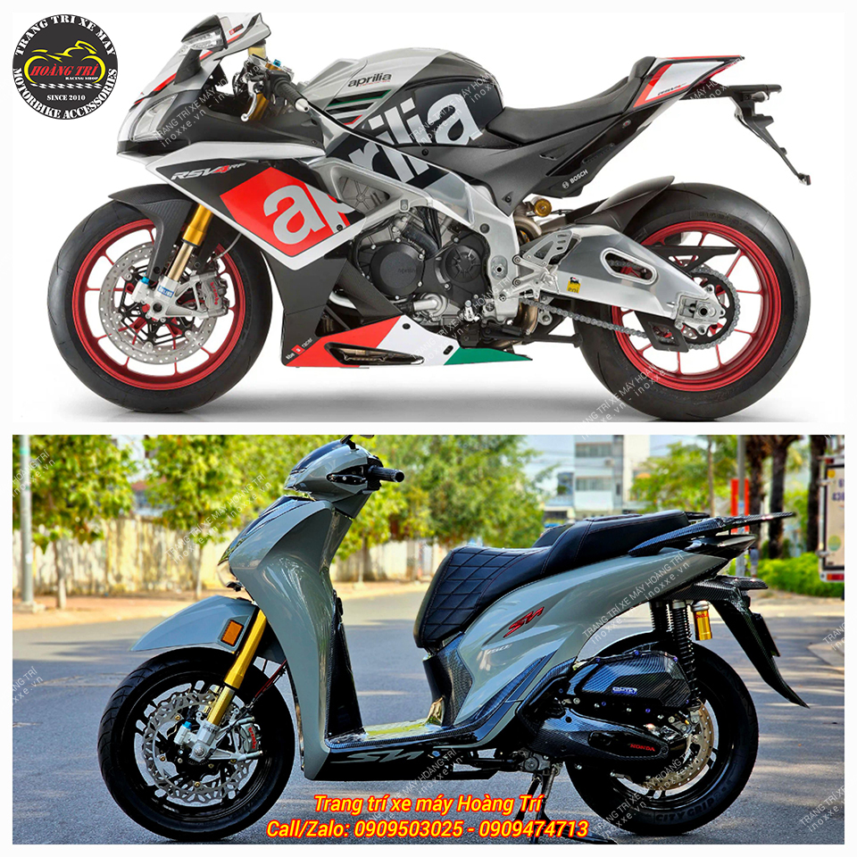 Combo phuộc trước Upside Down Aprillia RSV4 độ cho xe Sh VN 150