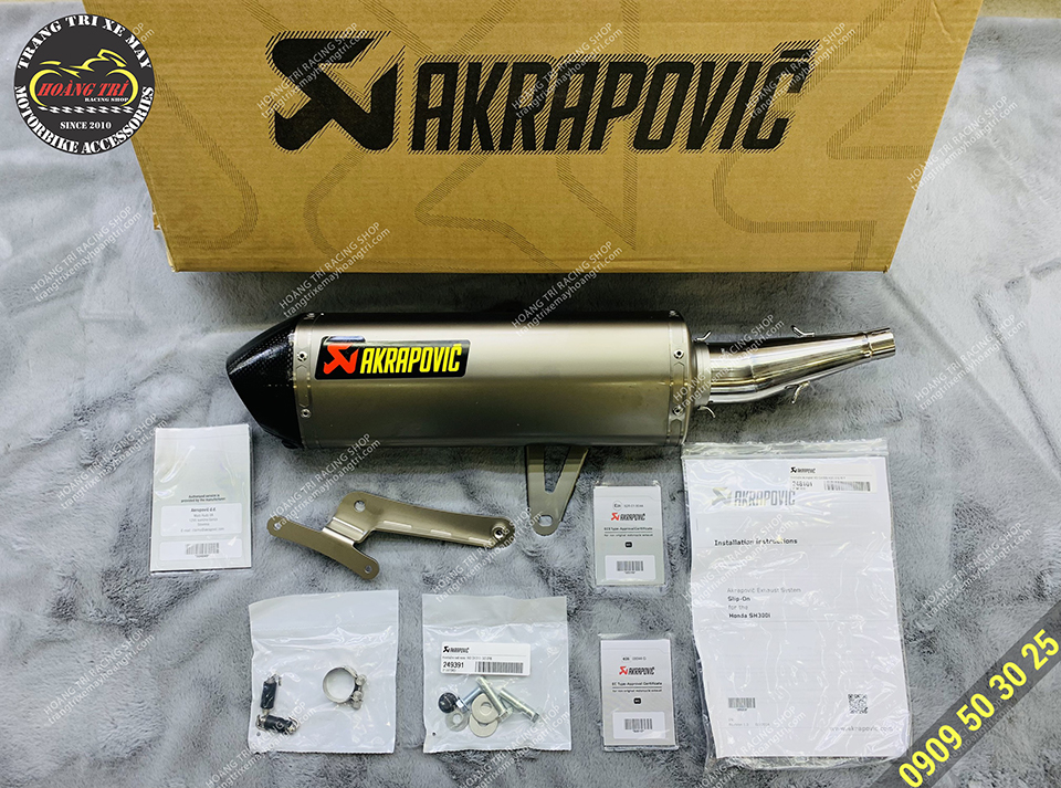 Lon pô Akrapovic carbon chính hãng dành cho xe Sh 300i