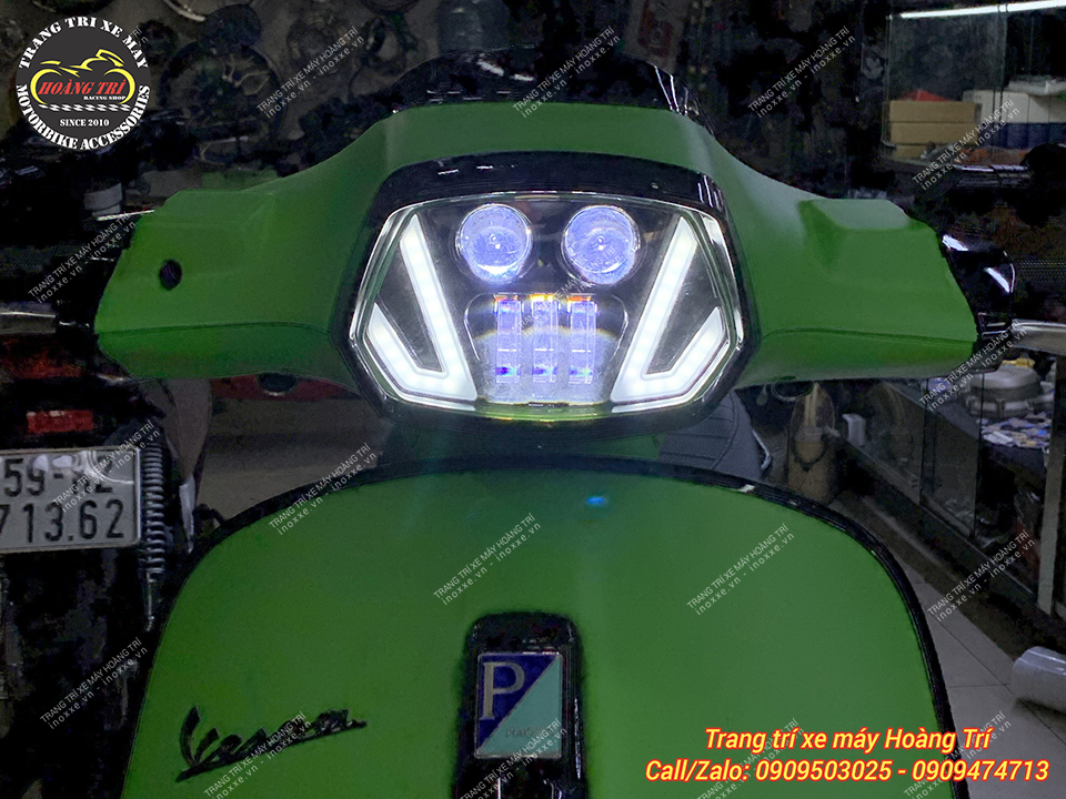 Cụm đèn bi cầu Led Tun V2 Vespa Sprint tích hợp xi nhan