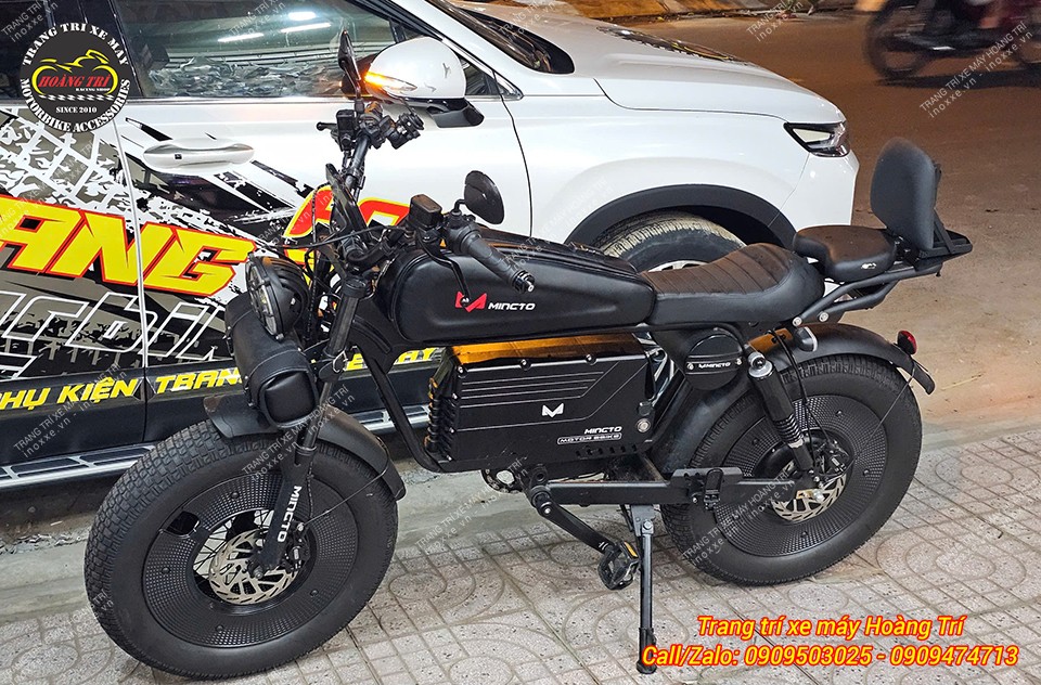 Xe đạp trợ lực điện Mingto độ baga nối dài và tựa lưng bật/gấp