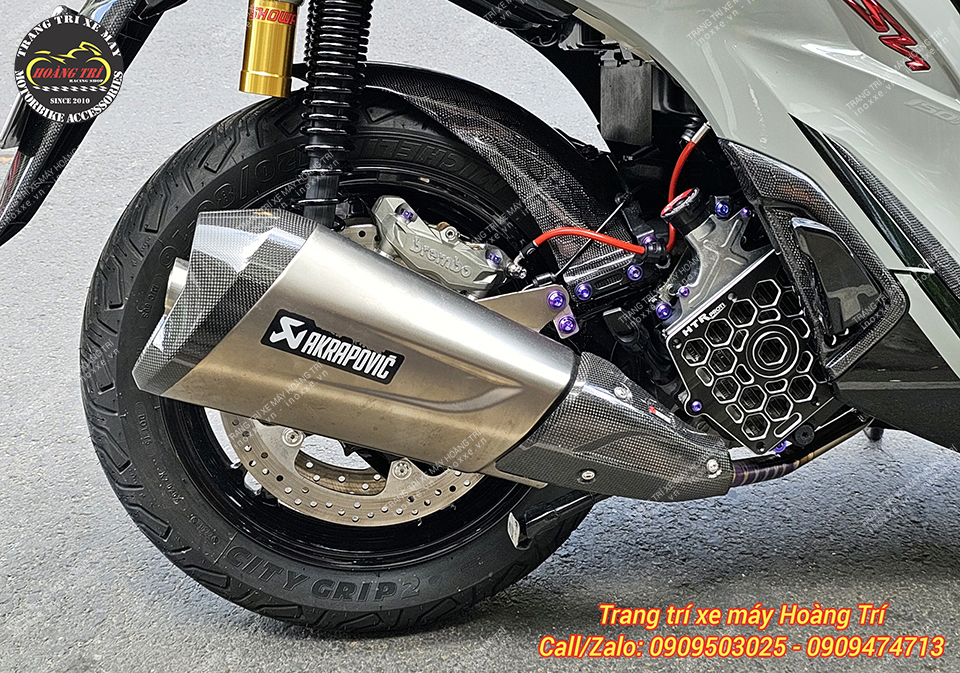 Full set pô Akrapovic S-VE3SO11-ZDFSS chính hãng, cổ titan độ Sh 150/Sh 160