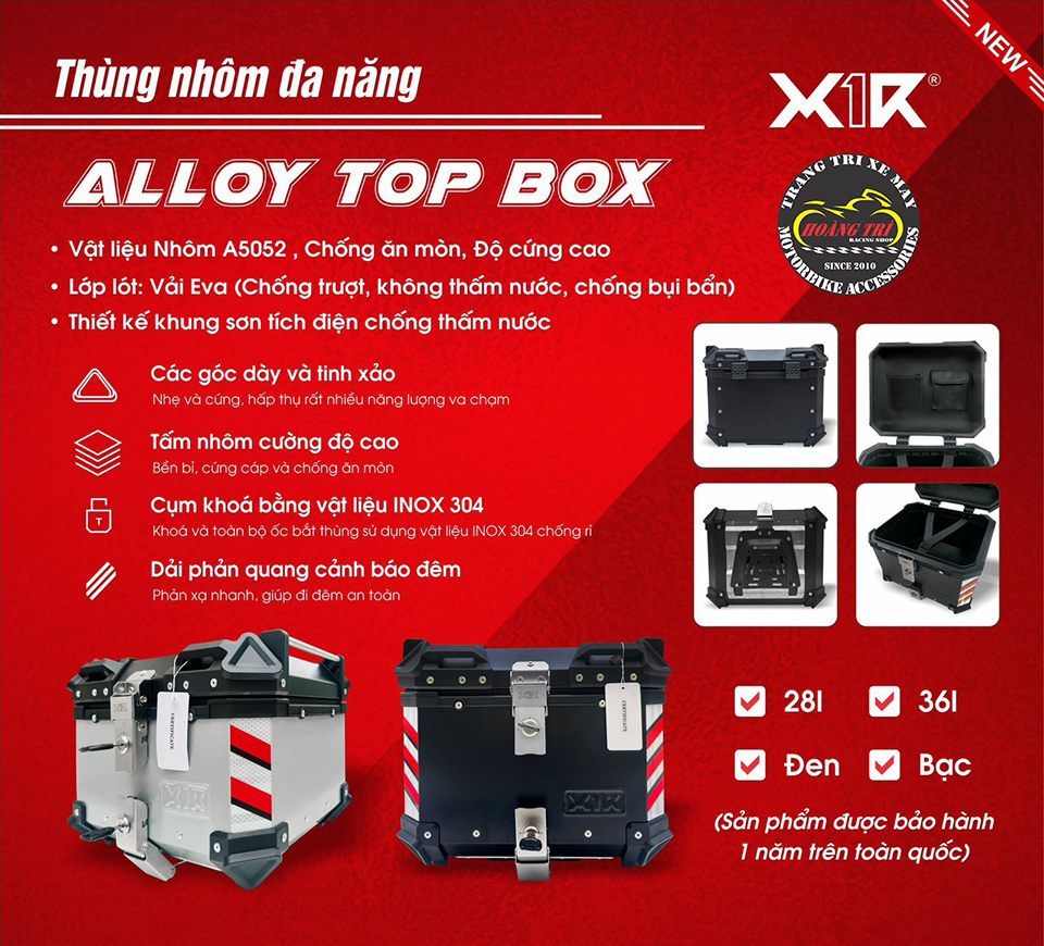 Thùng nhôm X1R - Top box Aluminum A5052