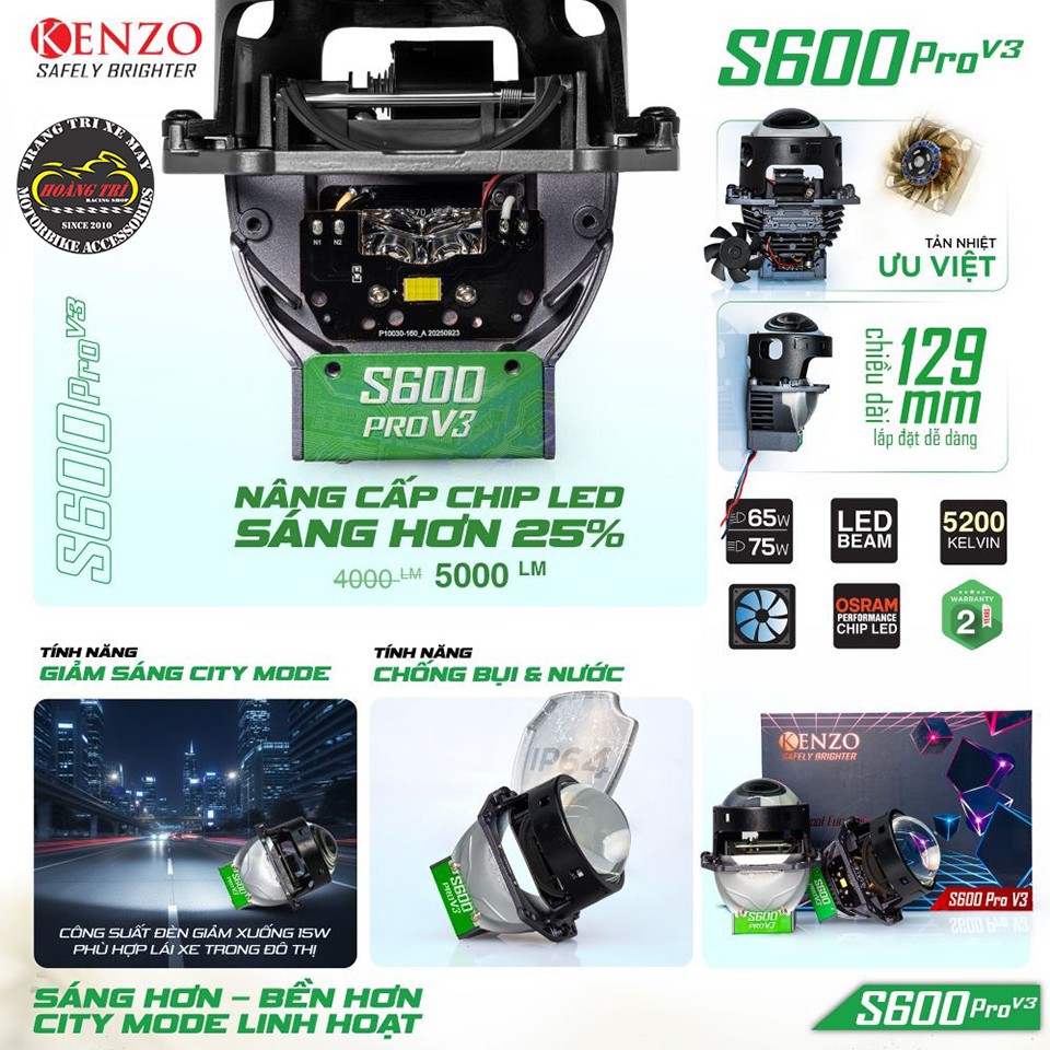 Bi cầu Kenzo S600 Pro V3 chính hãng