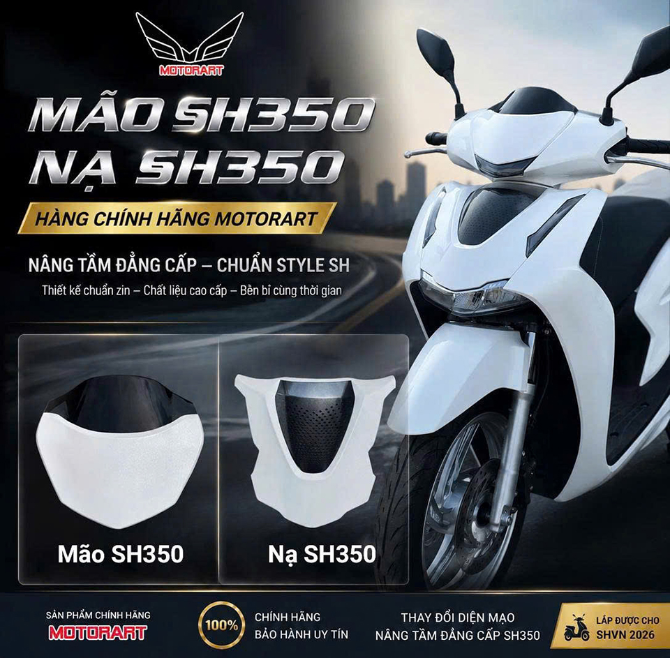 Mão (ốp đầu) và mặt nạ Motorart kiểu SH 350 lắp SH 2026