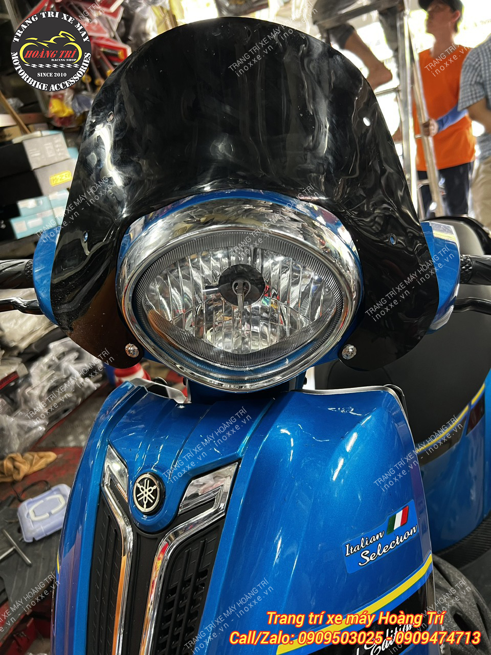 Chắn gió HTR kiểu Vespa độ cho xe Nozza