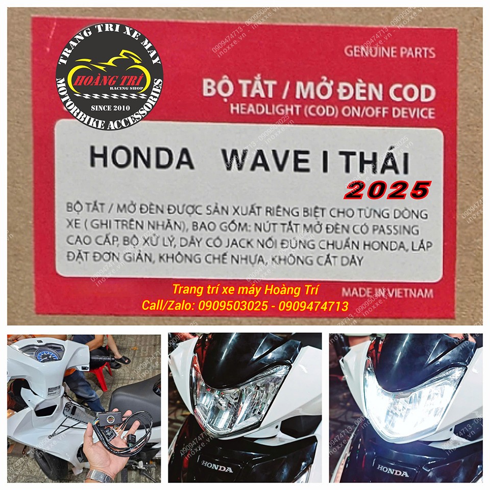 Mạch tắt mở đèn Wave Thái 125i 2025 tích hợp công tắc passing nhấn giữ 3 giây