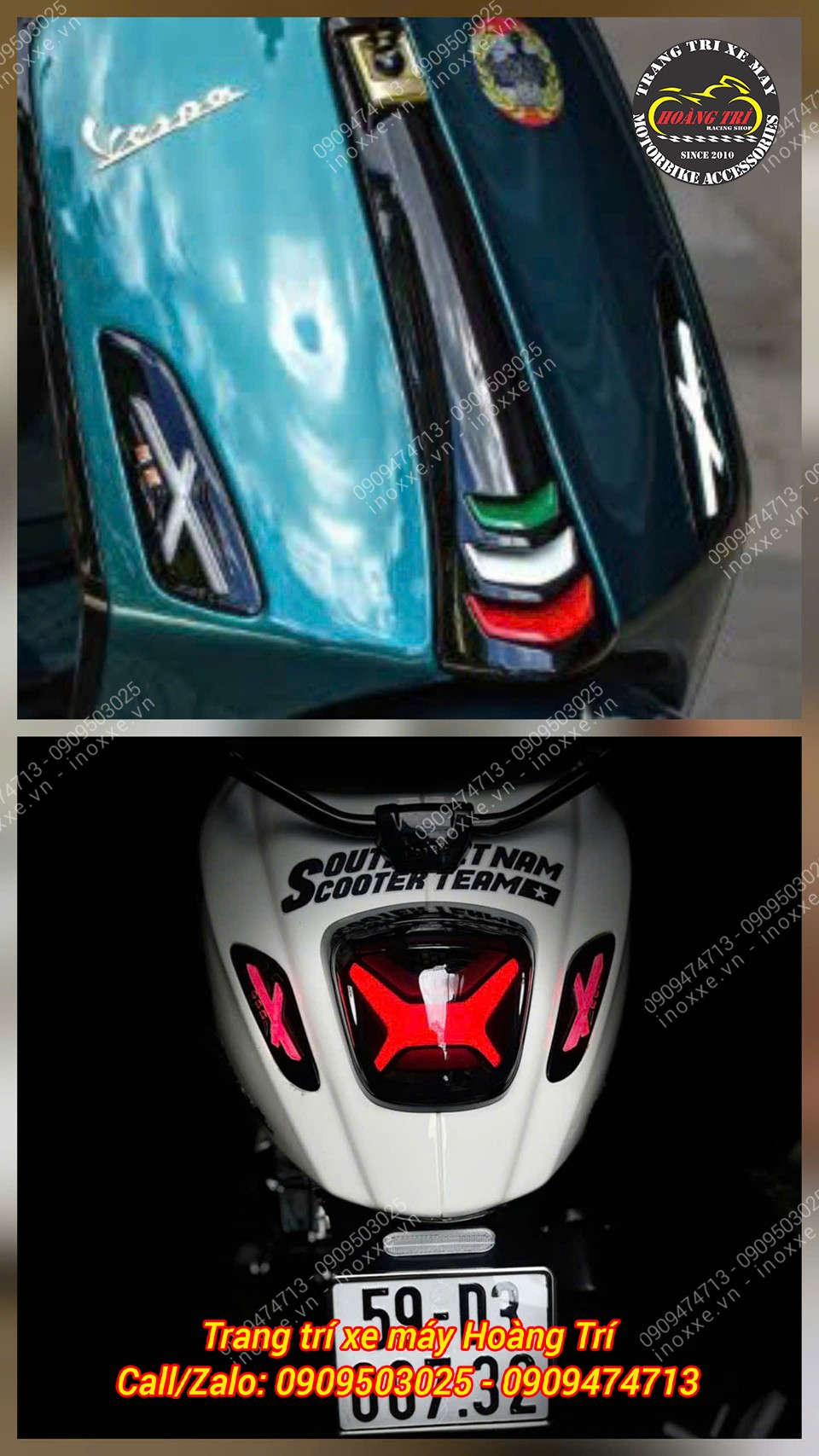 Bộ đèn Led Audi chữ X cho xe Vespa Sprint/Vespa Primavera