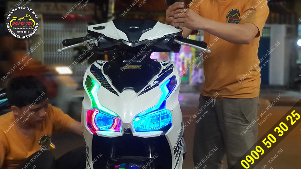 Độ bi cầu mắt lé cho xe Airblade - Bi Led Kenzo chính hãng