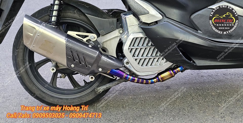 Full set Pô độ cho xe PCX - Pô Akrapovic R1F cổ Titan