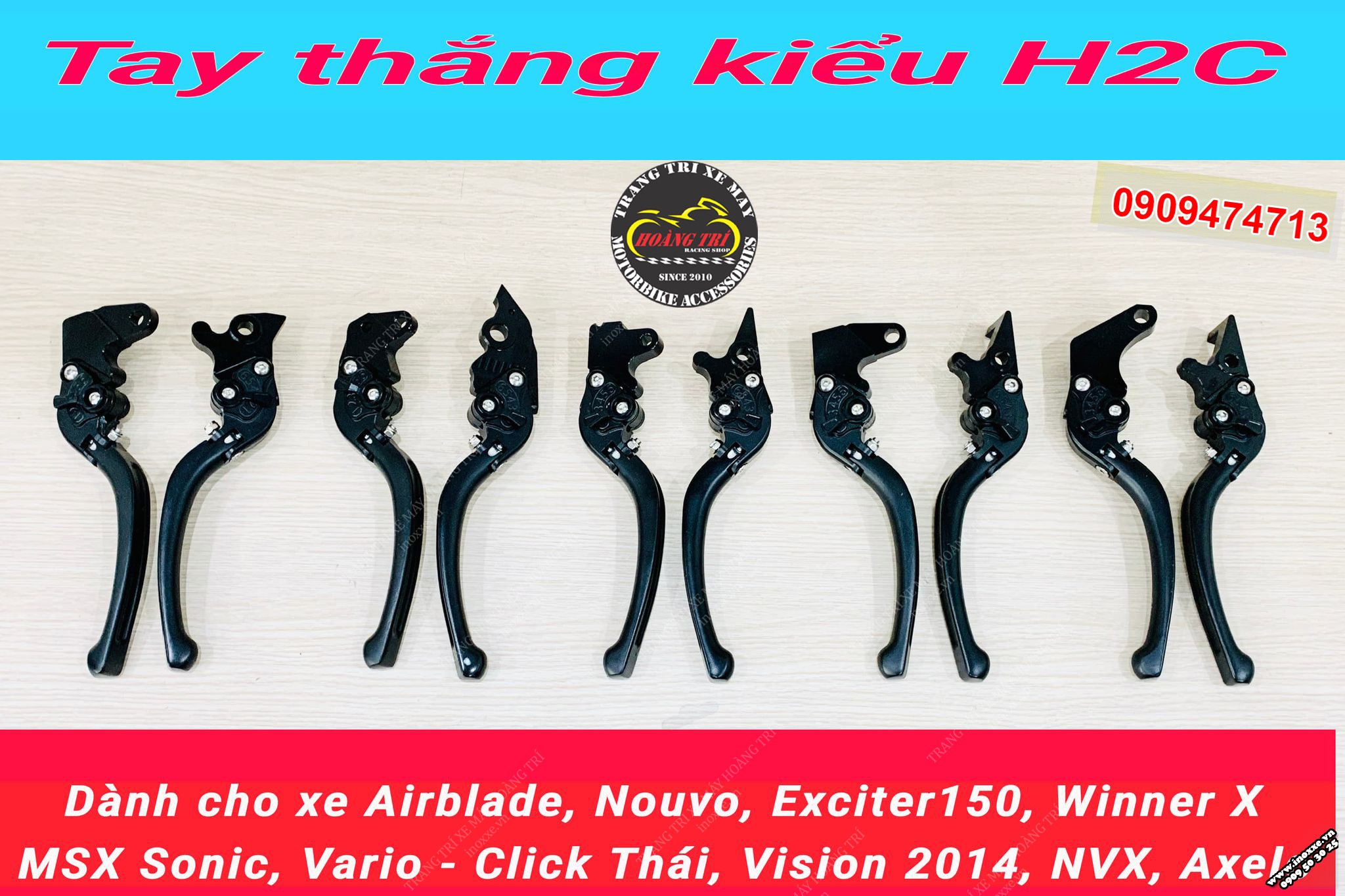 Tay thắng kiểu H2C gắn cho Airblade, Nouvo, Exciter 150, Winner X, MSX, Vario...