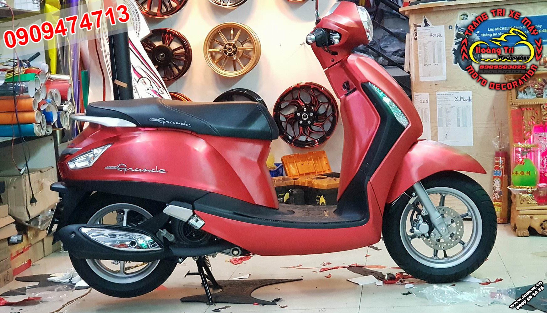 Dán Decal nhôm xước Yamaha Grande