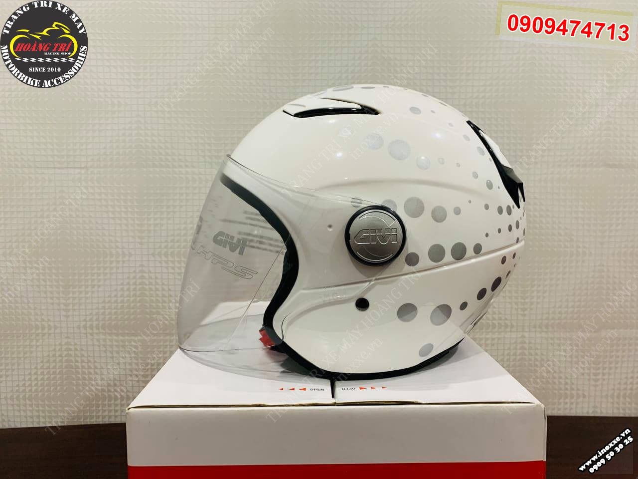 NÓN BẢO HIỂM GIVI 3/4 V10.1 DOT WHITE CHÍNH HÃNG